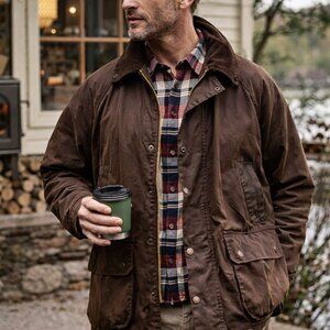 VTG Barbour Beaufort A190 Waxed Jacket Brown C48  England Classic Hunting Coat